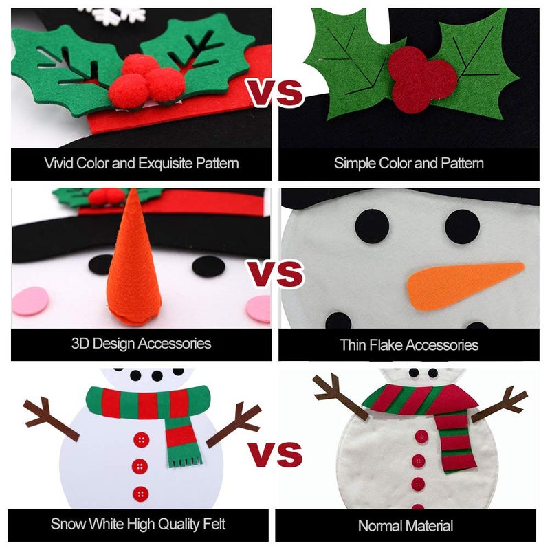 OurWarm DIY Felt Christmas Snowman Game Set with 31 Detachable Ornaments, Wall Hanging Xmas Gifts for Christmas Decorations, 39 x 20 Inch - Image 5